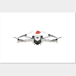 Festive DJI Mini 3 Pro Santa hat with beard and garland Posters and Art